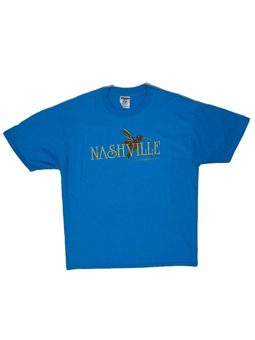 Vintage Nashville Tennessee Hummingbird Aqua Blue Graphic Tshirt - XL Souvenir